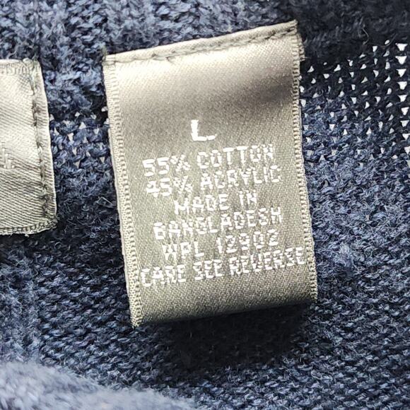 Oscar De La Renta Sweater Mens L Blue Crew Neck Cable Knit Pullover Preppy - Picture 4 of 8